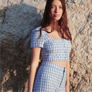 Zara Blue and White Gingham Set